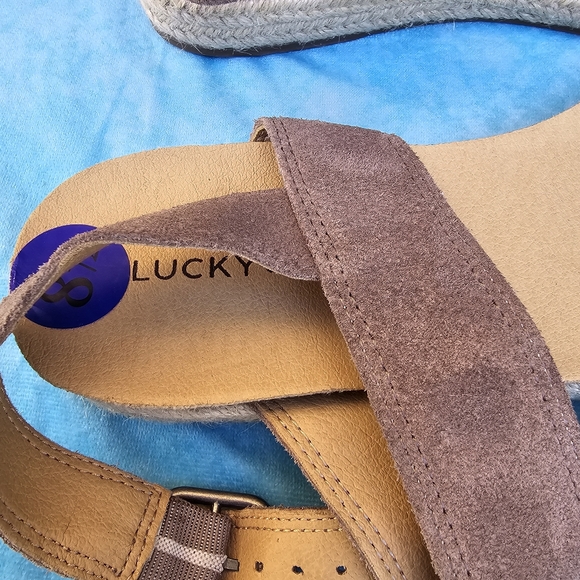 NWOT Lucky Brand Gadine Espadrillles Straps Sandals genuine leather brown Sz 8.5 - Picture 11 of 13